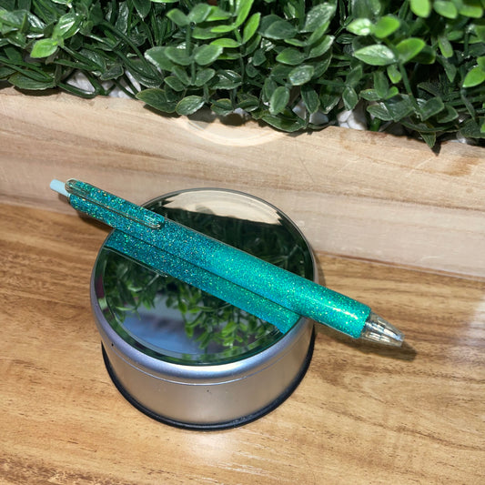 Teal Ombre Glittered CLIP Pen