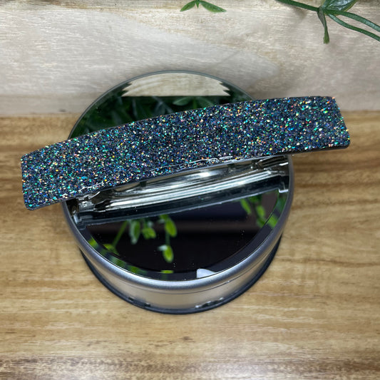 Cookies & Cream Silver Glittered French Barrette Hair Clip