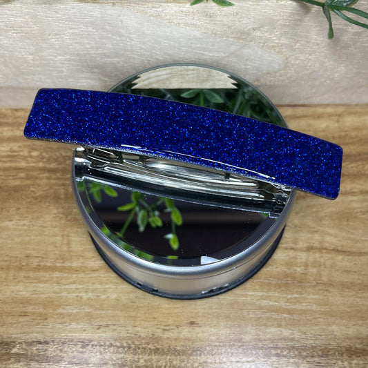 Sapphire Blue Glittered French Barrette Hair Clip